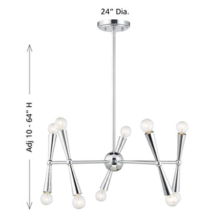 Ten Light Chandelier in Chrome