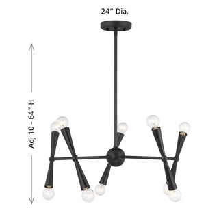 Ten Light Chandelier in Matte Black