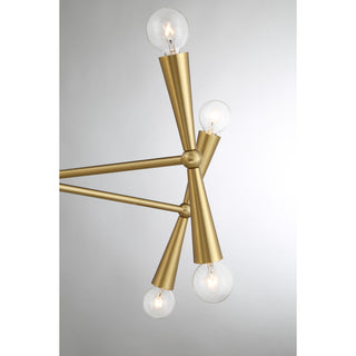 Ten Light Chandelier in Natural Brass