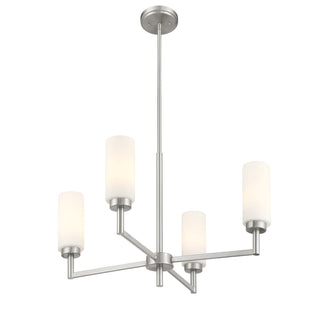 Four Light Chandelier in Brushed Nickel