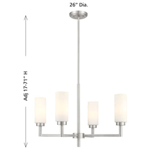 Four Light Chandelier in Brushed Nickel