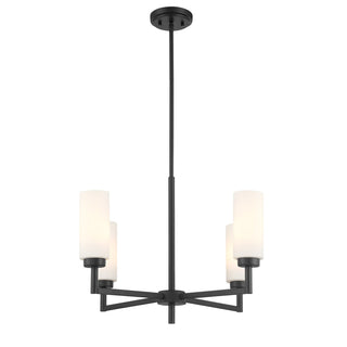 Four Light Chandelier in Matte Black