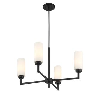 Four Light Chandelier in Matte Black