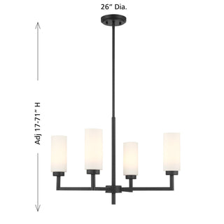 Four Light Chandelier in Matte Black