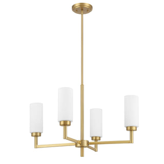 Four Light Chandelier in Natural Brass