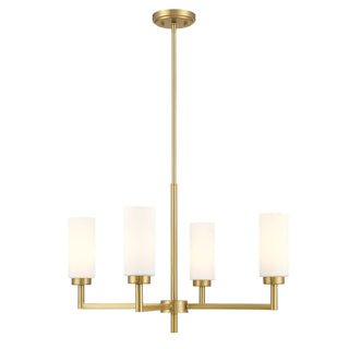 Four Light Chandelier in Natural Brass