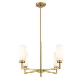 Four Light Chandelier in Natural Brass