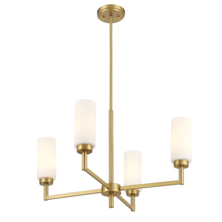 Four Light Chandelier in Natural Brass