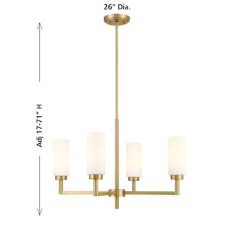Four Light Chandelier in Natural Brass