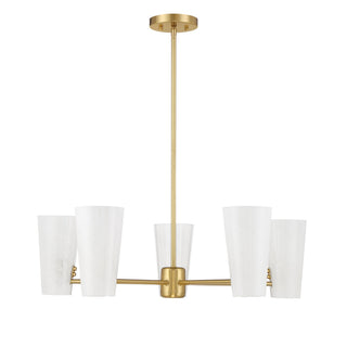 Five Light Chandelier in Natural Brass