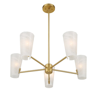 Five Light Chandelier in Natural Brass