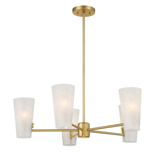 Five Light Chandelier in Natural Brass