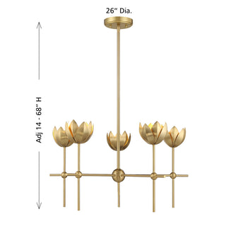 LED Chandelier in Natural Brass