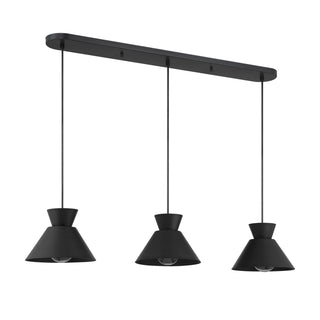 Three Light Linear Chandelier in Matte Black