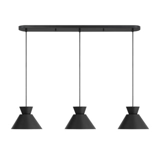 Three Light Linear Chandelier in Matte Black