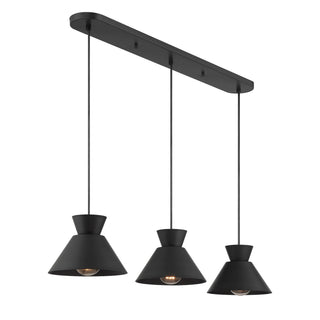 Three Light Linear Chandelier in Matte Black