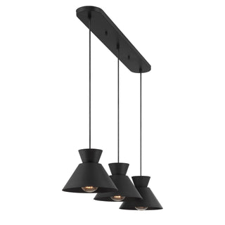 Three Light Linear Chandelier in Matte Black