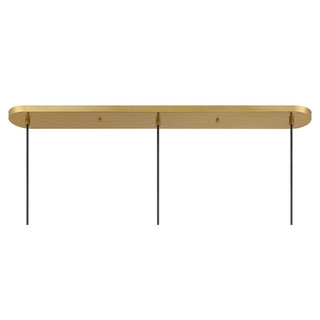 Three Light Linear Chandelier in Natural Brass