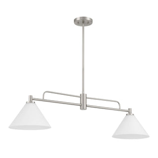 Two Light Linear Chandelier in Brushed Nickel