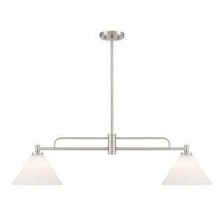 Two Light Linear Chandelier in Brushed Nickel