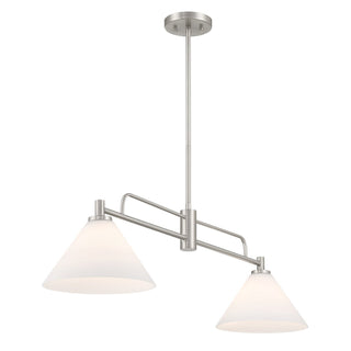 Two Light Linear Chandelier in Brushed Nickel