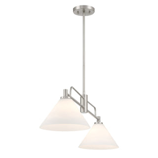 Two Light Linear Chandelier in Brushed Nickel