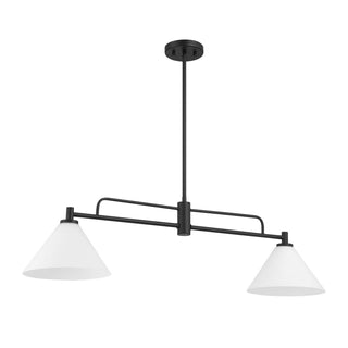 Two Light Linear Chandelier in Matte Black