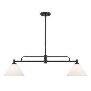 Two Light Linear Chandelier in Matte Black