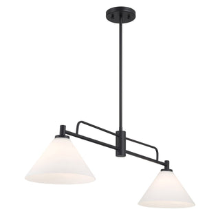 Two Light Linear Chandelier in Matte Black