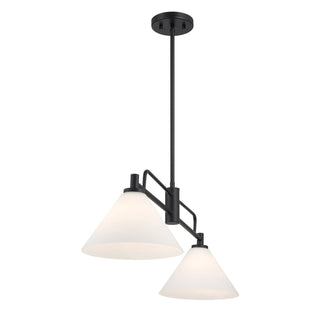 Two Light Linear Chandelier in Matte Black