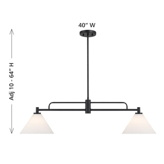 Two Light Linear Chandelier in Matte Black
