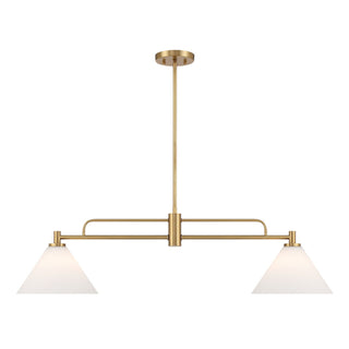 Two Light Linear Chandelier in Natural Brass