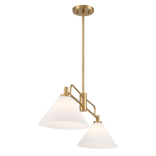Two Light Linear Chandelier in Natural Brass