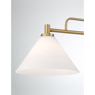 Two Light Linear Chandelier in Natural Brass