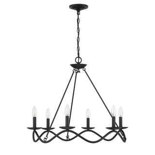 Six Light Chandelier in Matte Black