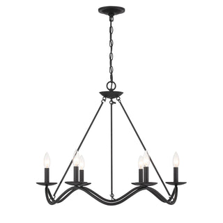 Six Light Chandelier in Matte Black