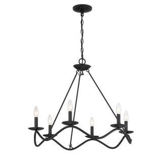 Six Light Chandelier in Matte Black