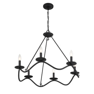 Six Light Chandelier in Matte Black