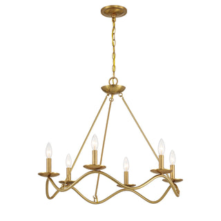 Six Light Chandelier in Natural Brass