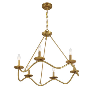 Six Light Chandelier in Natural Brass