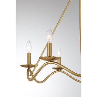 Six Light Chandelier in Natural Brass