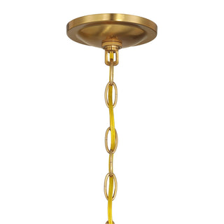 Six Light Chandelier in Natural Brass