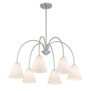 Six Light Chandelier in Brushed Nickel