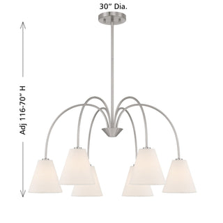 Six Light Chandelier in Brushed Nickel