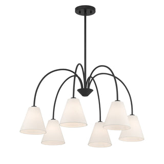 Six Light Chandelier in Matte Black
