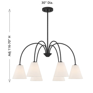 Six Light Chandelier in Matte Black