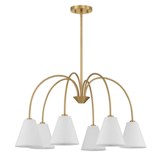 Six Light Chandelier in Natural Brass