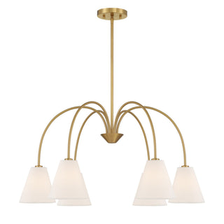 Six Light Chandelier in Natural Brass