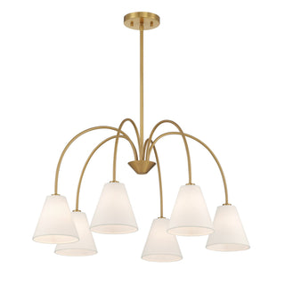 Six Light Chandelier in Natural Brass