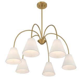 Six Light Chandelier in Natural Brass